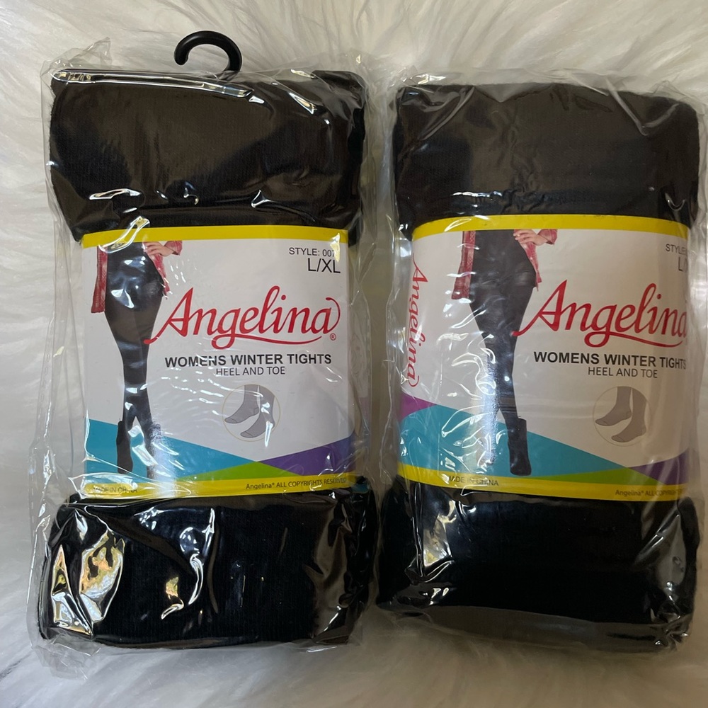 2 Prs Winter Tights With Heels  NEW